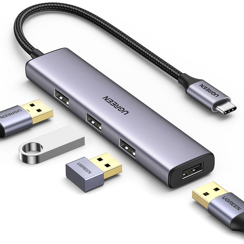 Hub USB UGREEN 4 en 1 USB-C a 4 Puertos USB-A - puertos y conexiones