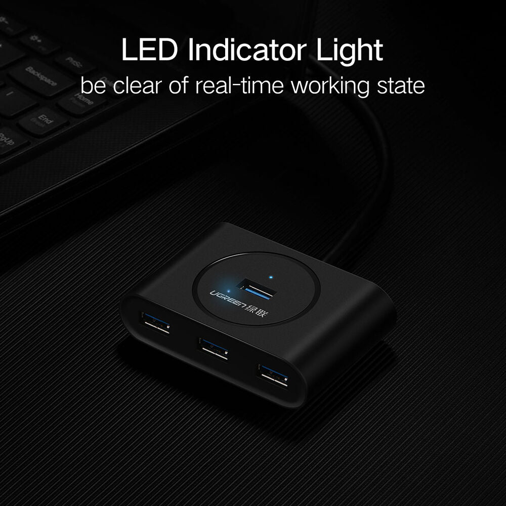 Hub USB UGREEN 4 Puertos USB-A 3.2 Gen 1 con Cable Integrado - contenido de la caja