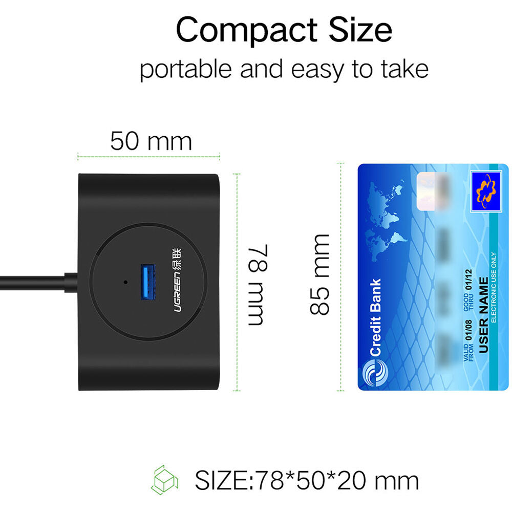 Hub USB UGREEN 4 Puertos USB-A 3.2 Gen 1 con Cable Integrado - en uso