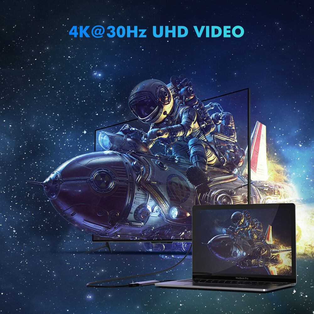 Hub USB UGREEN USB-C a HDMI con 3 Puertos USB-A y Carga 100W - vista lateral