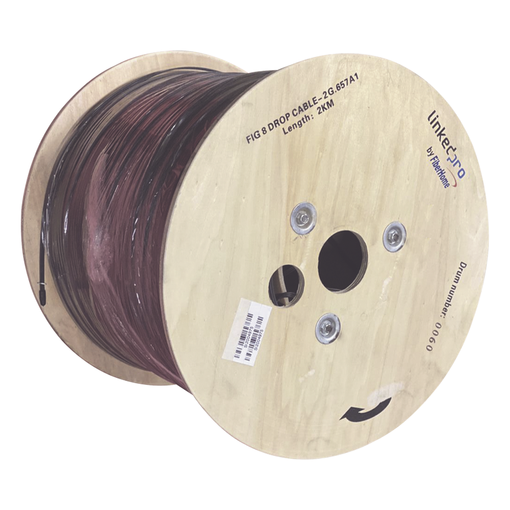 Carrete de 2 km de Fibra Óptica Linkedpro By Fiberhome IC-FIG8A1-2C/2KM Monomodo 2 hilos Negro