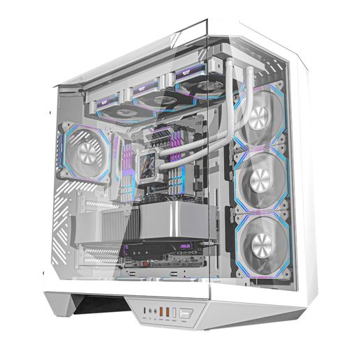 darkFlash DY470 Tempered Glass ATX Mid-Tower Computer Case - White — vista 1