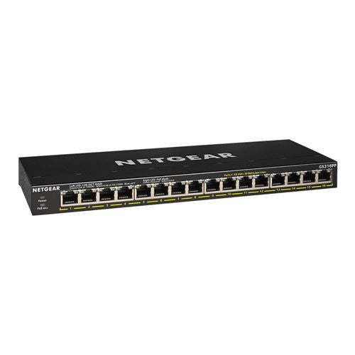 NETGEAR GS316PP 16-Port Gigabit Ethernet Unmanaged PoE+ Essentials Switch (183W) — vista 1