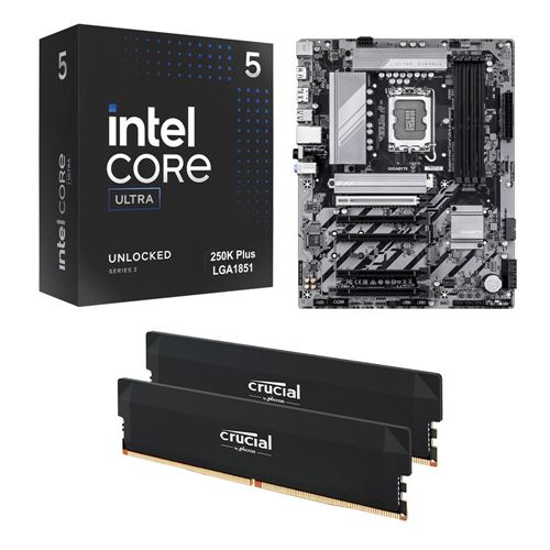 Intel Core Ultra 5 250K Plus, Gigabyte B860 DS3H WiFi6E 1851, Crucial Pro 32GB DDR5-6400 K — vista 1