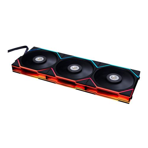 Lian Li UNI FAN TL FLEX Reverse Blade 120mm Fluid Dynamic Case Fan - Black (3 Pack) — vista 1