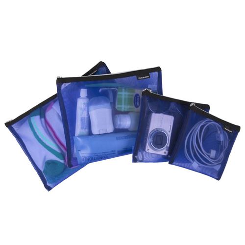 Travelon Set of 4 Mesh Pouches Assorted Sizes - Blue — vista 1