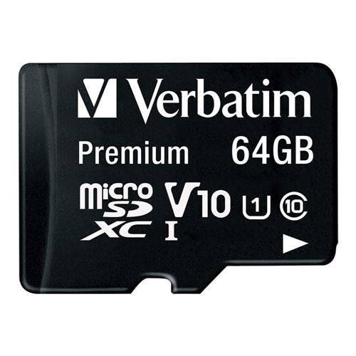 Verbatim 64GB Premium MicroSDXC Class 10 / UHS-1 Flash Memory Card with Adapter — vista 1