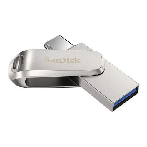 Sandisk 256GB Dual Drive Luxe SuperSpeed+ USB 3.1 (Gen 1) Flash Drive - Silver — vista 1