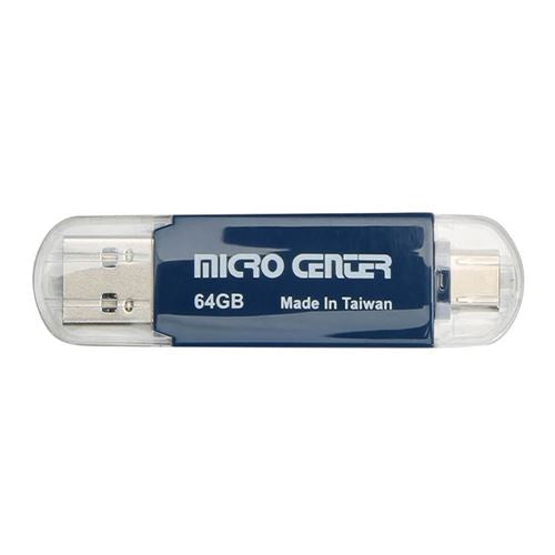 Micro Center 64GB Dual SuperSpeed USB 3.2 (Gen 1) Flash Drive - Blue — vista 1