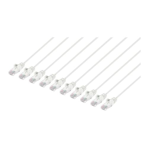 Intellinet Cat6 Stranded U/UTP Slim Network Ethernet Cable 7Ft. Snag-Free, 10-Pack-White — vista 1