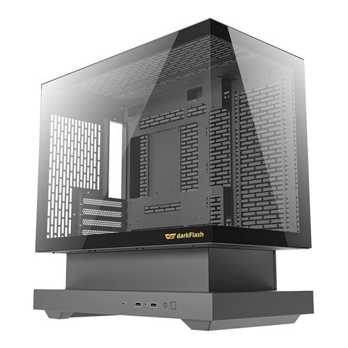 darkFlash F1 Tempered Glass microATX Mid-Tower Computer Case - Black — vista 1