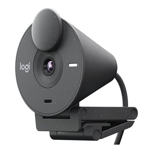 Logitech Brio 300 1080p Webcam - Graphite
 Auto Light Correction, Privacy Shutter — vista 1