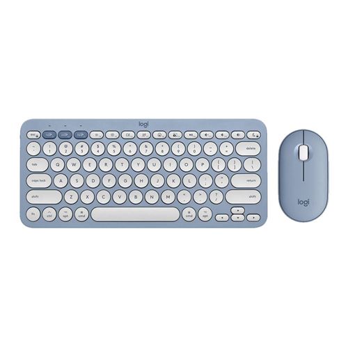 Logitech K380 + M350 Wireless Keyboard and Mouse Combo - Slim Portable Design (Blue) — vista 1