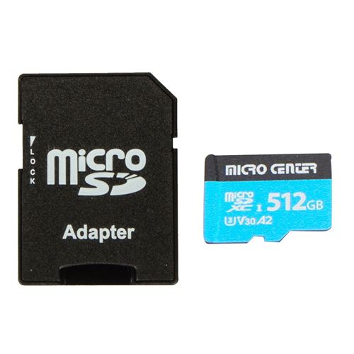 Micro Center Performance 512GB microSDXC Card UHS-I Flash Memory Card Class 10 U3 V30 A2 M — vista 1