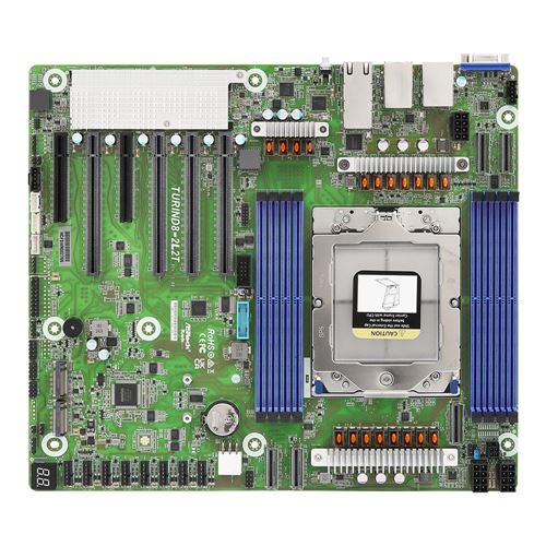 ASRock RACK TURIND8-2L2T CEB SP5 — vista frontal de la tarjeta madre