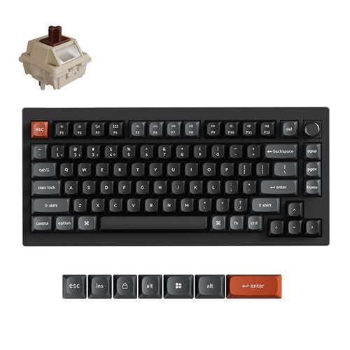 Keychron V1 Ultra 8K Wireless Mechanical Keyboard, Brown Silk POM Switch - Black — vista 1