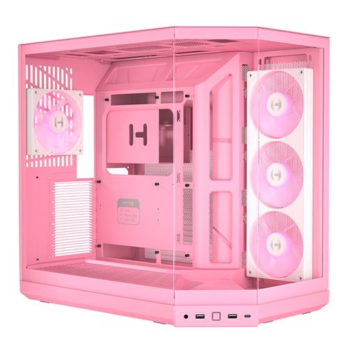 HYTE Y50 RGB Essential Aesthetic Tempered Glass ATX Mid-Tower Computer Case - Strawberry M — vista 1
