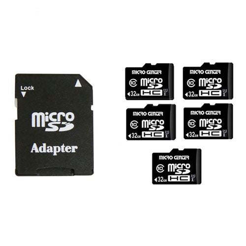Micro Center 32GB microSDHC Class 10/U1  Flash Memory Card with Adapter (5-Pack) — vista 1