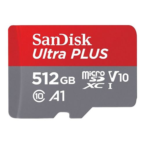 Sandisk 512GB Ultra PLUS MicroSDXC Class 10 / U1 / UHS-1 /  V10 Flash Memory Card with Ada — vista 1