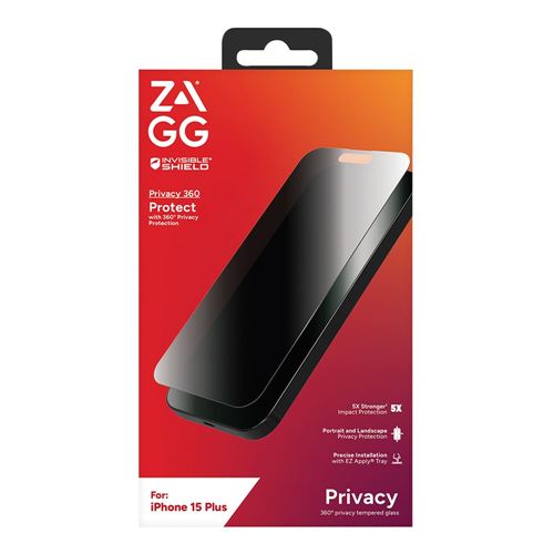 Zagg Glass Privacy Screen Protector for iPhone 15 Plus — vista 1