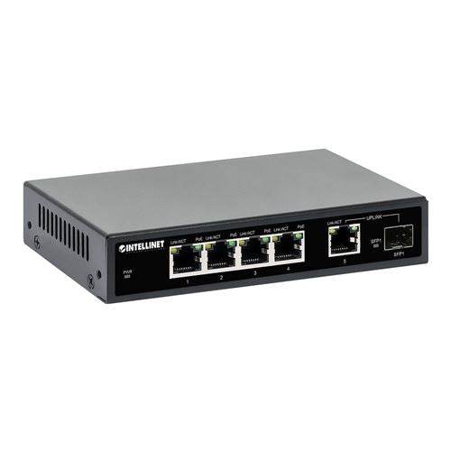 Intellinet 5-Port Gigabit Ethernet PoE+ Switch with SFP Port — vista 1
