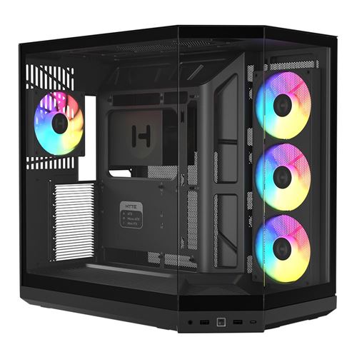 HYTE Y50 RGB Essential Aesthetic Tempered Glass ATX Mid-Tower Computer Case - Pitch Black — vista 1