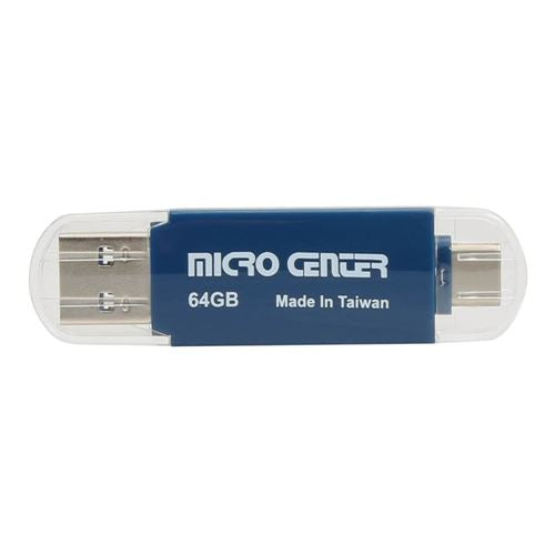 Micro Center 64GB Dual SuperSpeed USB 3.2 (Gen 1 Type-A/Type-C) Flash Drive - Blue — vista 1