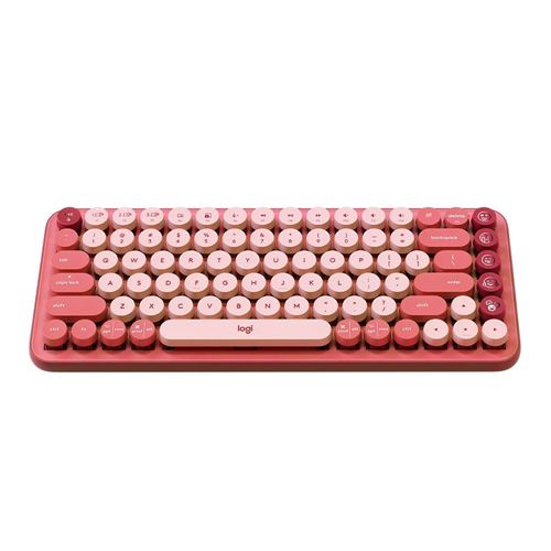 Logitech POP Keys Wireless Mechanical Keyboard With Emoji Keys - Heartbreak Rose — vista 1