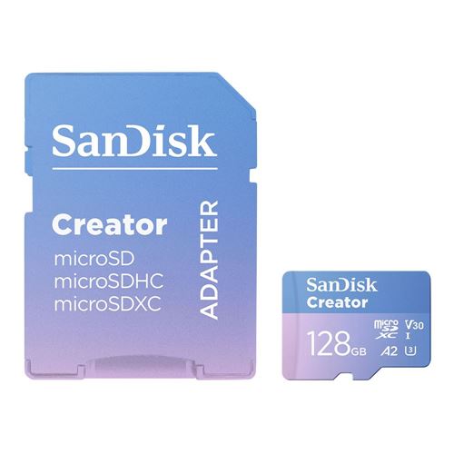 Sandisk Creator Series 128GB microSDXC Class 10 UHS-I Flash Memory Card with Adapter — vista 1