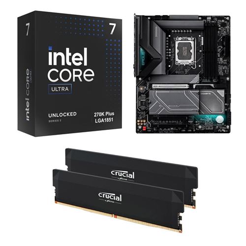 Intel Core Ultra 7 270K Plus, Gigabyte Z890 Eagle WiFi7 Plus 1851, Crucial Pro 32GB DDR5-6 — vista 1