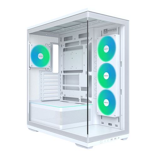 Montech TG3 Tempered Glass ATX Mid-Tower Computer Case - White — vista 1