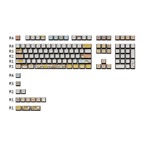The KapCo Bichi Mao Kawaii Sleeping Cat Keycaps, PC PBT ASA Profile, 120 Keys — vista 1