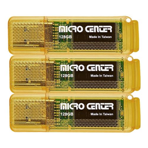 Micro Center 128GB USB 3.1 Flash Drive (Yellow) - 3 Pack — vista 1