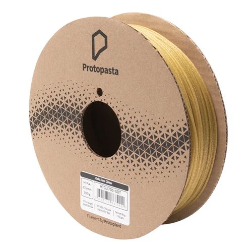 Proto-Pasta 1.75mm Gold Dust Glitter Flake HTPLA 3D Printer Filament - 0.5kg Spool (1.1 lb — vista 1