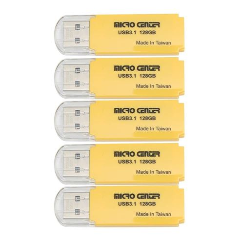 Micro Center 128GB SuperSpeed USB 3.1 (Gen 1) Flash Drive - Yellow (5 Pack) — vista 1