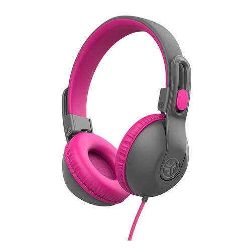 JLab JBuddies Studio 2 On-Ear Kids Wired Headphones - Gray/Pink — vista 1
