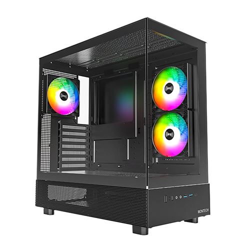 Montech XR Tempered Glass ATX Mid-Tower Computer Case - Black — vista 1