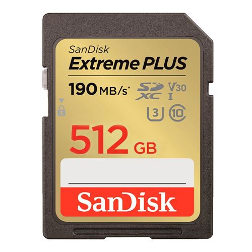 Sandisk 512GB Extreme PLUS SDXC Class 10 USH-3 V30 Flash Memory Card — vista 1