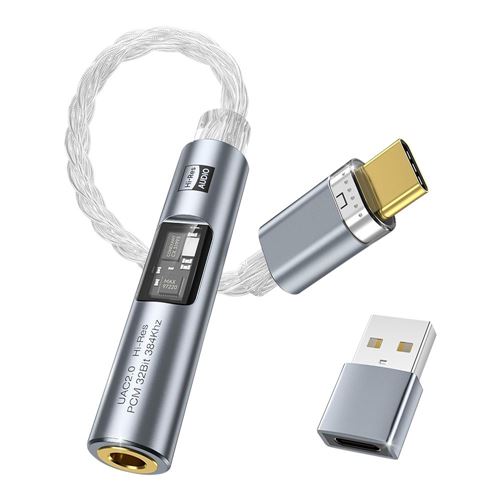 USB Type-C to 3.5mm HiFi DAC Adapter - Silver — vista 1