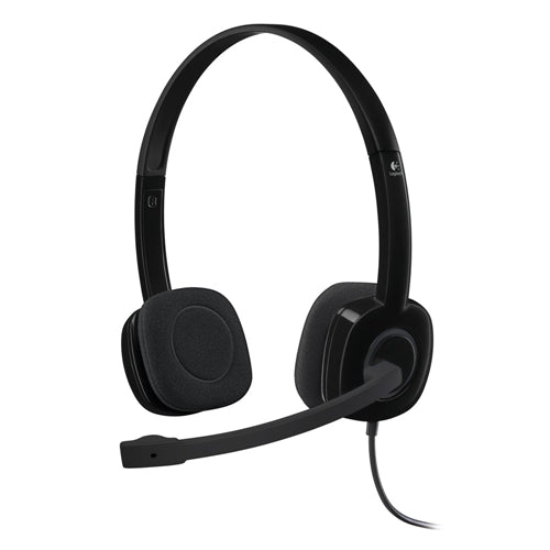 Logitech H151 Wired Stereo Headset - Black
 Noise Cancelling Boom Microphone;  In-line Con — vista 1