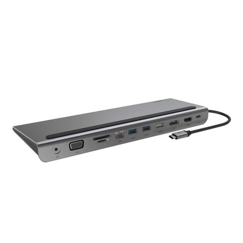Belkin USB C Hub, 11-in-1 MultiPort Adapter Dock with 4K HDMI, DP, VGA, USB-C 100W PD Pass — vista 1