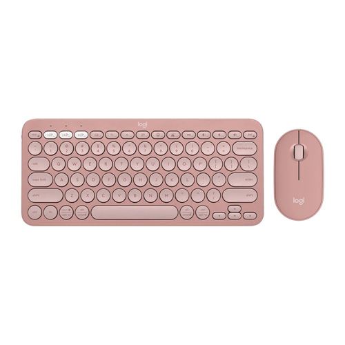 Logitech K380 + M350 Wireless Keyboard and Mouse Combo - Slim Portable Design (Rose) — vista 1