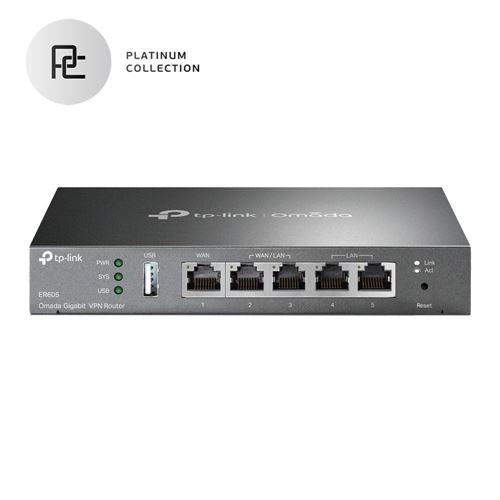 TP-LINK ER605 SafeStream Gigabit Multi-WAN VPN Router
 Up to 4 GB LAN Ports;  SPI Firewall — vista 1