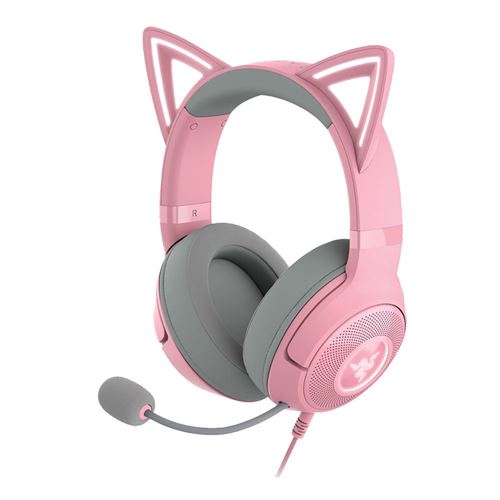 Razer Kraken Kitty V2 USB Headset with RGB Kitty Ears - Quartz — vista 1