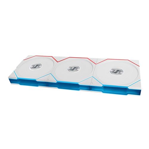 Lian Li UNI FAN TL FLEX Reverse Blade 120mm Fluid Dynamic Case Fan - White (3 Pack) — vista 1