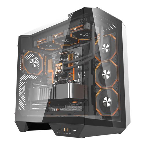 darkFlash DY470 Tempered Glass ATX Mid-Tower Computer Case - Black — vista 1