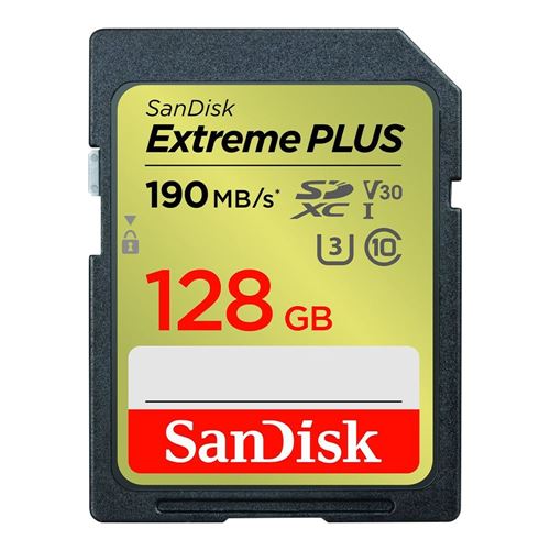 Sandisk 128GB Extreme+ SDXC Class 10 UHS-I V30 Flash Memory Card — vista 1