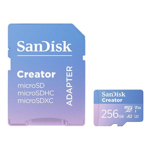 Sandisk Creator Series 256GB microSDXC Card UHS-I Flash Memory Card Class 10 U1 V30 A2 Mic — vista 1