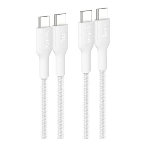 Belkin BoostCharge USB Type-C to USB Type-C 240W 2.0 Pack of 2 Cables (White) - 2 Meter — vista 1