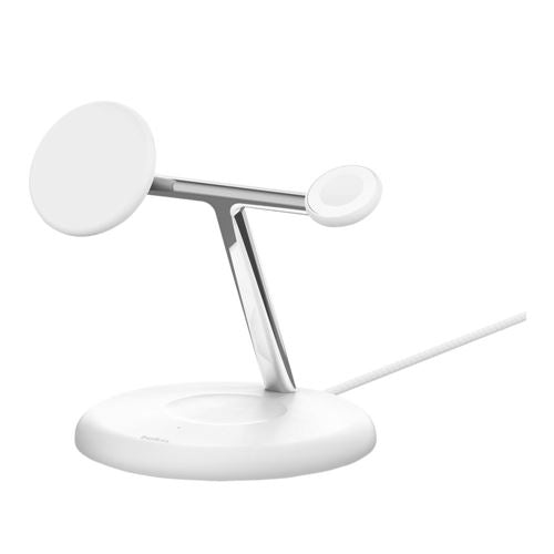 Belkin BoostCharge Pro 3-in-1 Magnetic Wireless Charging Stand Qi2 15W - White — vista 1
